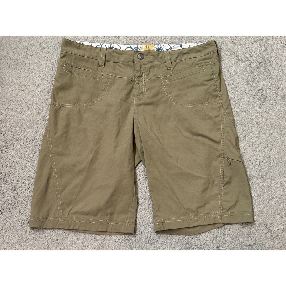 Athleta Womens Hiking Shorts Olive Green Size 12 Nylon Stretch Cargo 739412